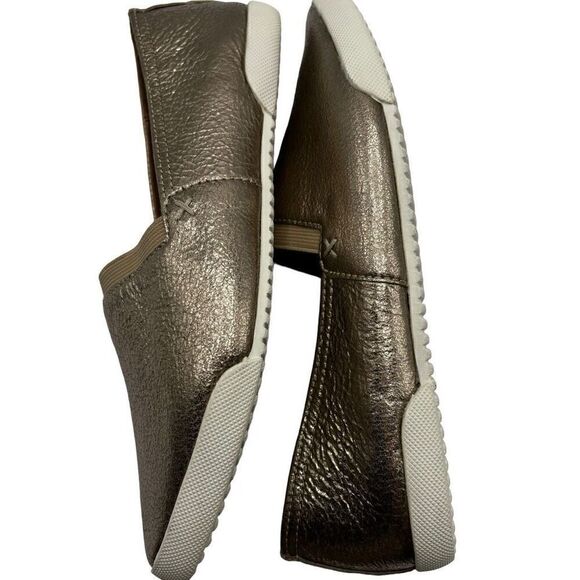 Frye Melanie Slip On Flats Loafers Gold Mirror Size 6.5 - Picture 4 of 9